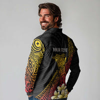Personalized Papua New Guinea Long Sleeve Polo Shirt Kundu Drum Carving Motifs LT7 - Polynesian Pride