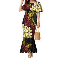 Personalized Papua New Guinea Mermaid Dress Kundu Drum Carving Motifs LT7 Women Black - Polynesian Pride