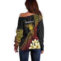 Personalized Papua New Guinea Off Shoulder Sweater Kundu Drum Carving Motifs