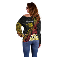 Personalized Papua New Guinea Off Shoulder Sweater Kundu Drum Carving Motifs