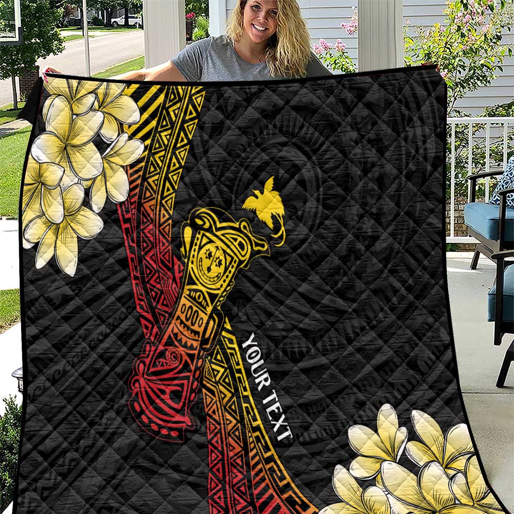 Personalized Papua New Guinea Quilt Kundu Drum Carving Motifs LT7 Black - Polynesian Pride