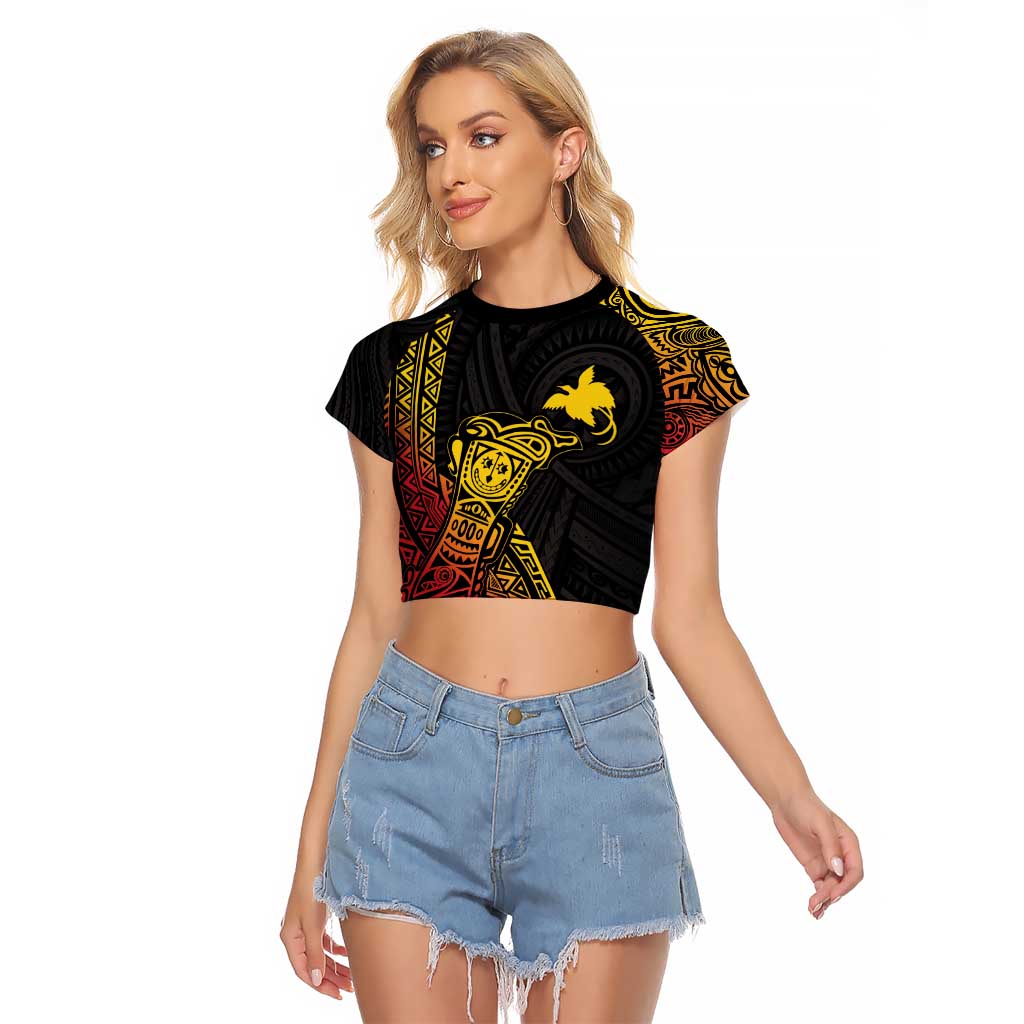 Personalized Papua New Guinea Raglan Cropped T Shirt Kundu Drum Carving Motifs