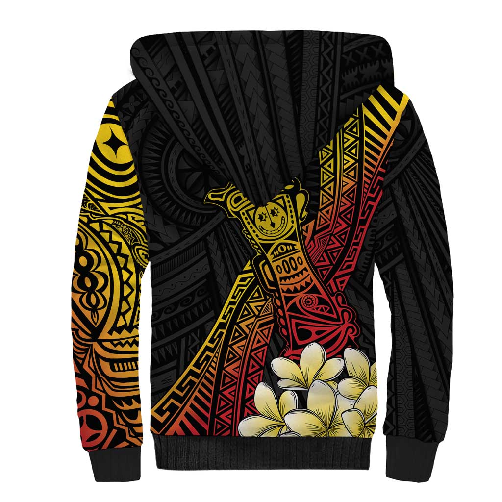 Personalized Papua New Guinea Sherpa Hoodie Kundu Drum Carving Motifs