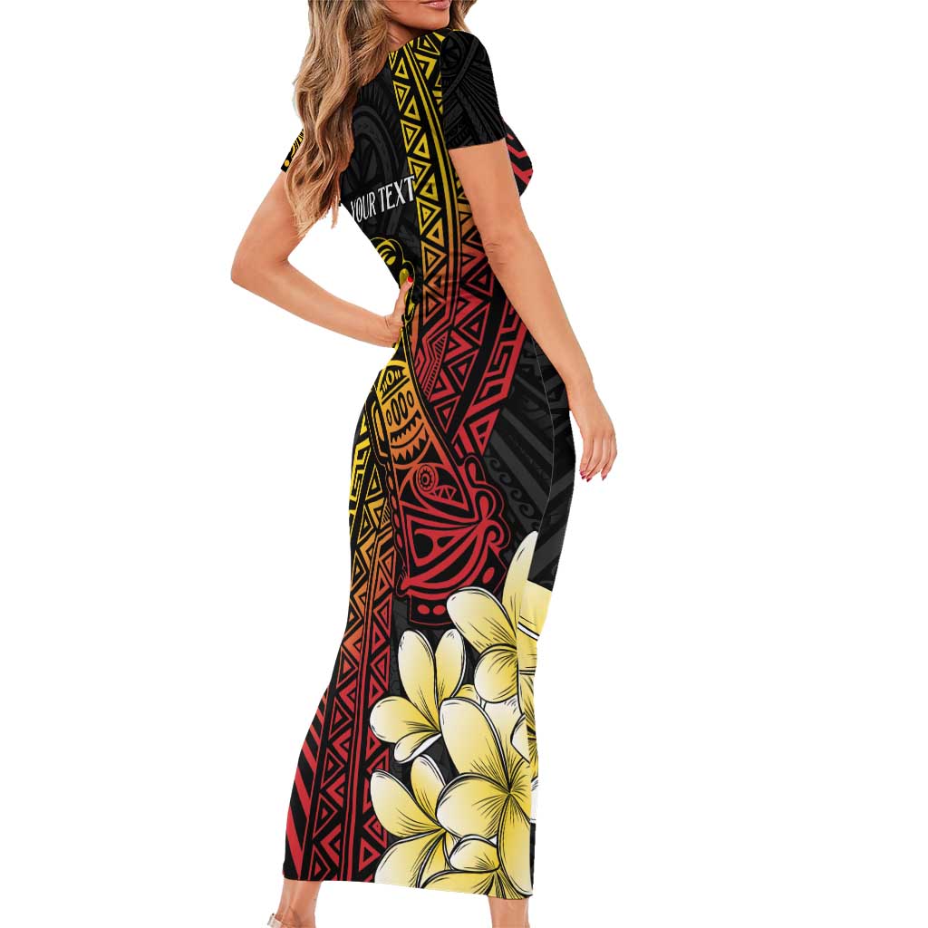 Personalized Papua New Guinea Short Sleeve Bodycon Dress Kundu Drum Carving Motifs LT7 - Polynesian Pride