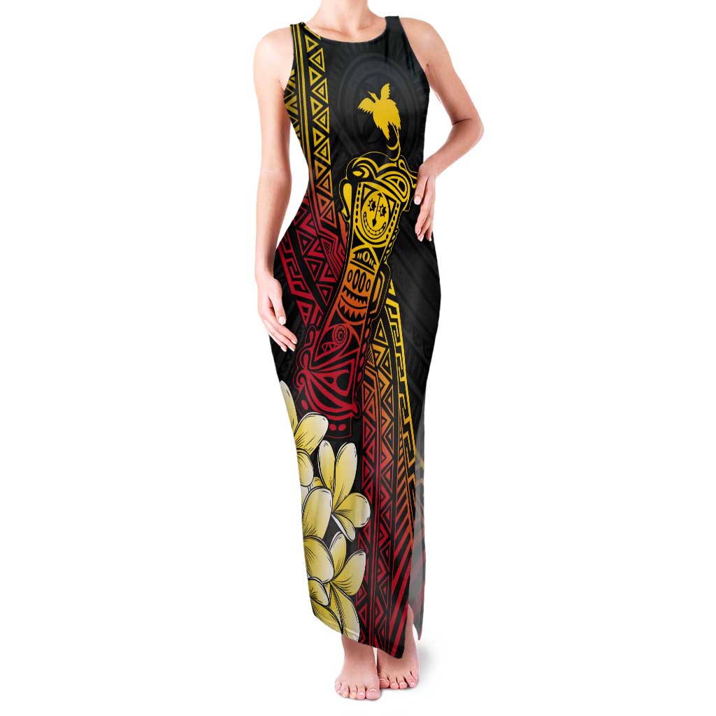 Personalized Papua New Guinea Tank Maxi Dress Kundu Drum Carving Motifs LT7 Women Black - Polynesian Pride
