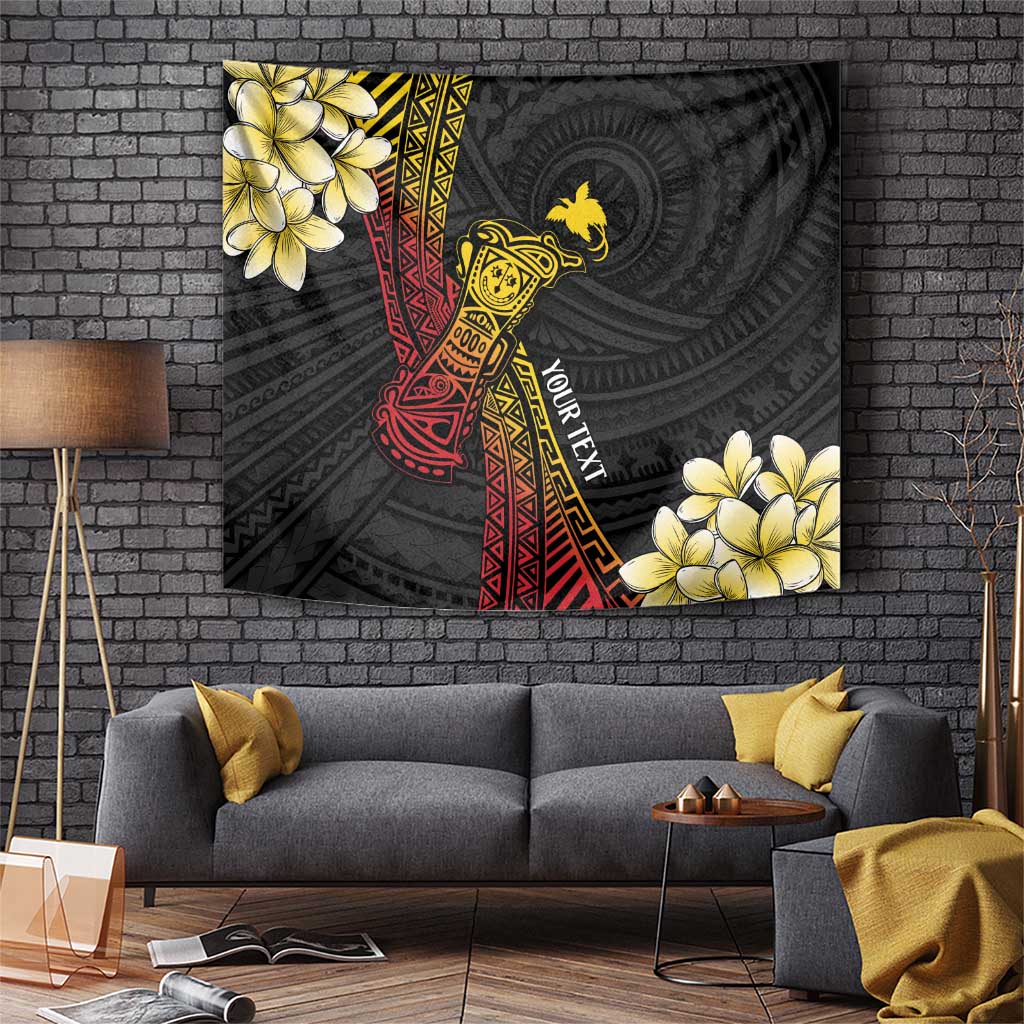 Personalized Papua New Guinea Tapestry Kundu Drum Carving Motifs LT7 Black - Polynesian Pride