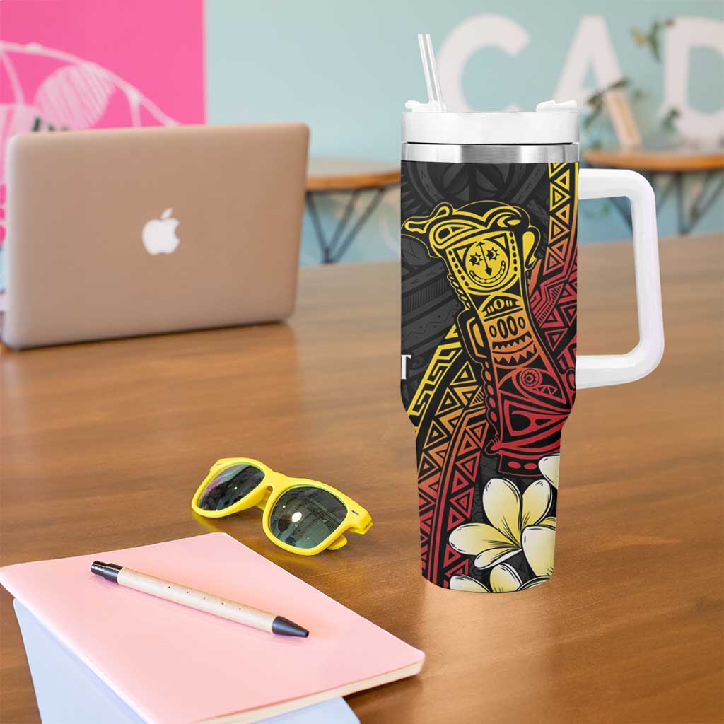 Personalized Papua New Guinea Tumbler With Handle Kundu Drum Carving Motifs