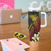 Personalized Papua New Guinea Tumbler With Handle Kundu Drum Carving Motifs