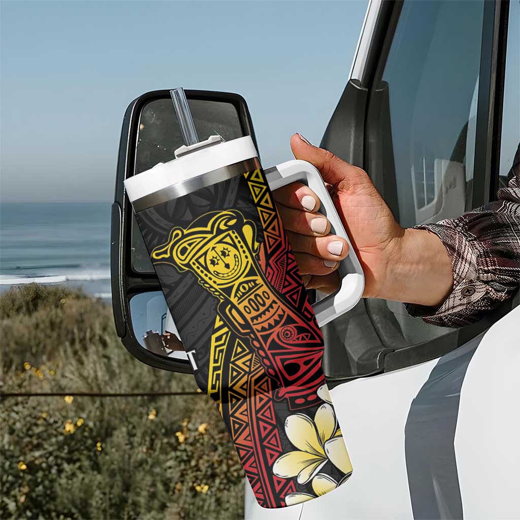 Personalized Papua New Guinea Tumbler With Handle Kundu Drum Carving Motifs