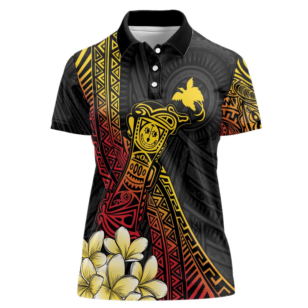 Personalized Papua New Guinea Women Polo Shirt Kundu Drum Carving Motifs