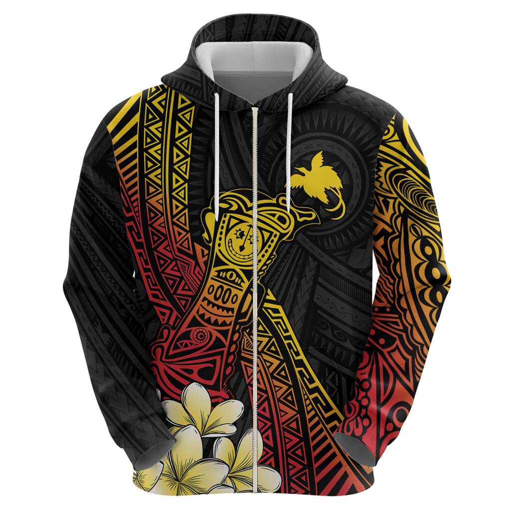 Personalized Papua New Guinea Zip Hoodie Kundu Drum Carving Motifs