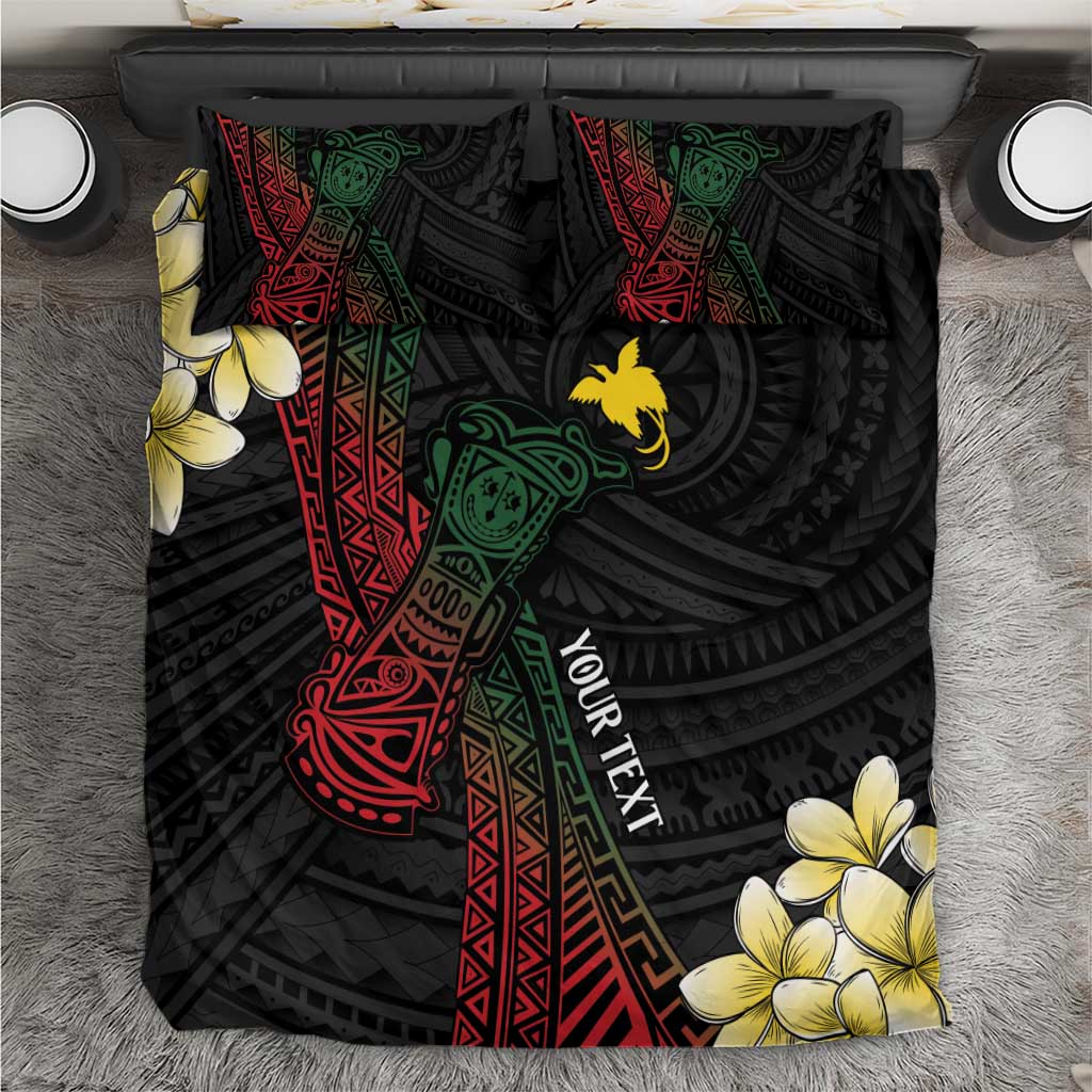 Personalized Papua New Guinea Bedding Set Kundu Drum Motifs - Sepik Colors LT7 Black - Polynesian Pride
