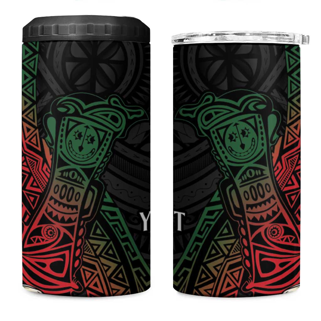 Personalized Papua New Guinea 4 in 1 Can Cooler Tumbler Kundu Drum Motifs - Sepik Colors LT7 One Size: 16 oz Black - Polynesian Pride
