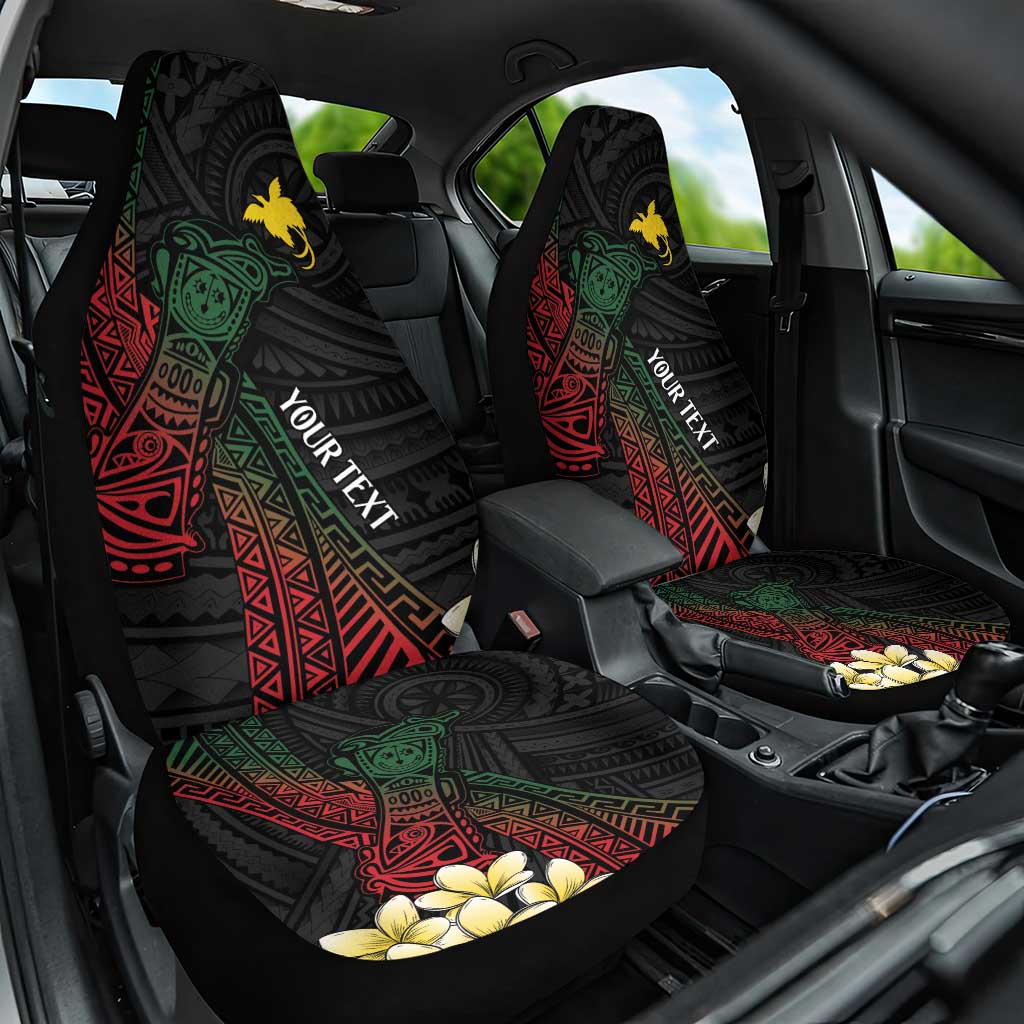 Personalized Papua New Guinea Car Seat Cover Kundu Drum Motifs - Sepik Colors LT7 One Size Black - Polynesian Pride