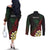 Personalized Papua New Guinea Couples Matching Off The Shoulder Long Sleeve Dress and Long Sleeve Button Shirt Kundu Drum Motifs - Sepik Colors