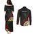 Personalized Papua New Guinea Couples Matching Puletasi and Long Sleeve Button Shirt Kundu Drum Motifs - Sepik Colors