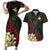Personalized Papua New Guinea Couples Matching Short Sleeve Bodycon Dress and Hawaiian Shirt Kundu Drum Motifs - Sepik Colors