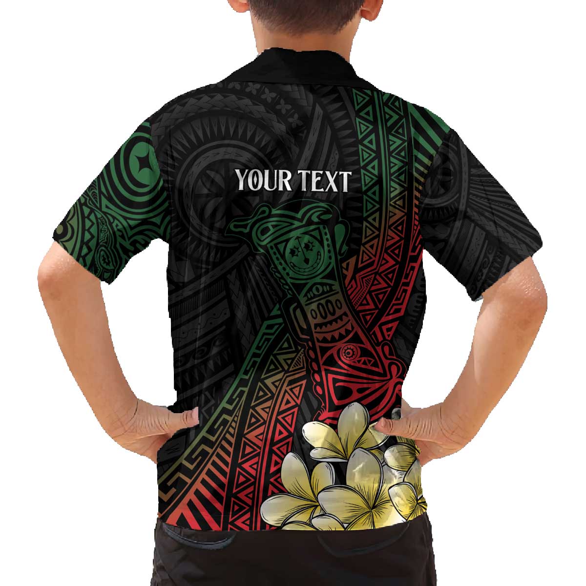 Personalized Papua New Guinea Family Matching Off The Shoulder Long Sleeve Dress and Hawaiian Shirt Kundu Drum Motifs - Sepik Colors LT7 - Polynesian Pride