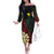 Personalized Papua New Guinea Family Matching Off The Shoulder Long Sleeve Dress and Hawaiian Shirt Kundu Drum Motifs - Sepik Colors