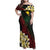 Personalized Papua New Guinea Family Matching Off Shoulder Maxi Dress and Hawaiian Shirt Kundu Drum Motifs - Sepik Colors
