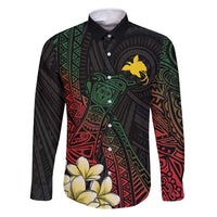 Personalized Papua New Guinea Family Matching Summer Maxi Dress and Hawaiian Shirt Kundu Drum Motifs - Sepik Colors LT7 Dad's Shirt - Long Sleeve Black - Polynesian Pride