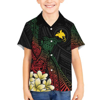 Personalized Papua New Guinea Family Matching Tank Maxi Dress and Hawaiian Shirt Kundu Drum Motifs - Sepik Colors LT7 Son's Shirt Black - Polynesian Pride