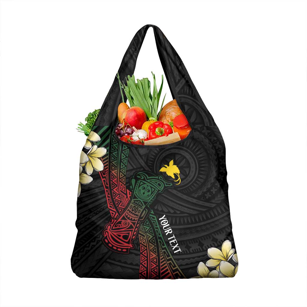 Personalized Papua New Guinea Grocery Bag Kundu Drum Motifs - Sepik Colors