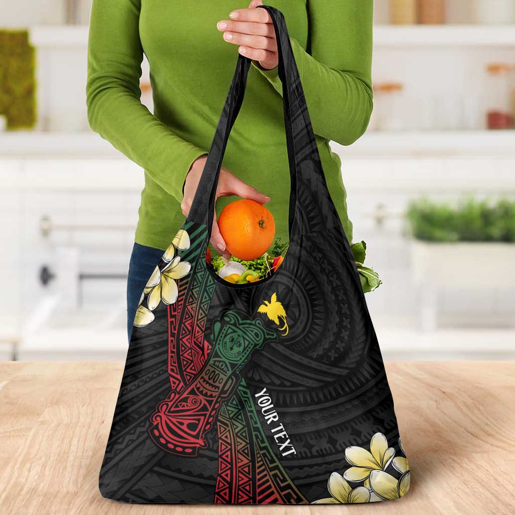 Personalized Papua New Guinea Grocery Bag Kundu Drum Motifs - Sepik Colors