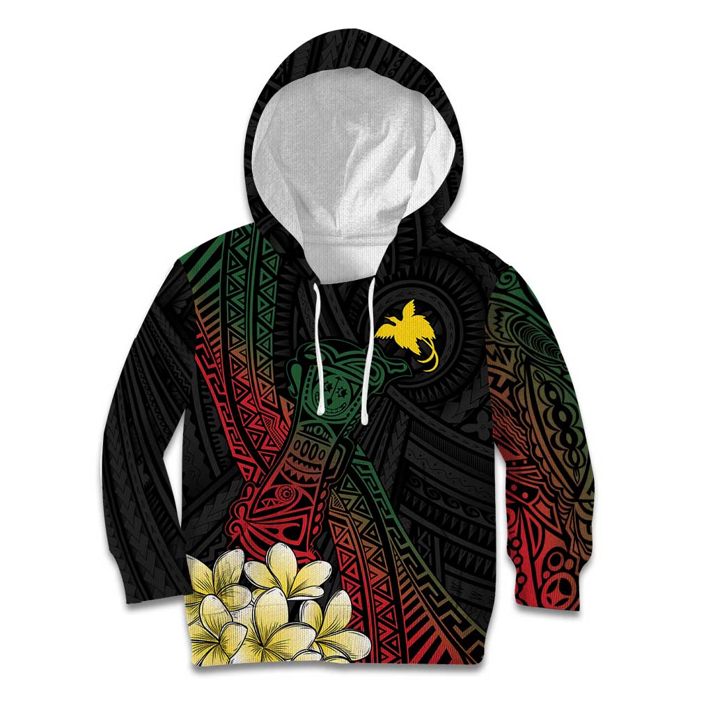 Personalized Papua New Guinea Kid Hoodie Kundu Drum Motifs - Sepik Colors