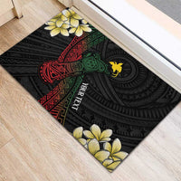Personalized Papua New Guinea Rubber Doormat Kundu Drum Motifs - Sepik Colors