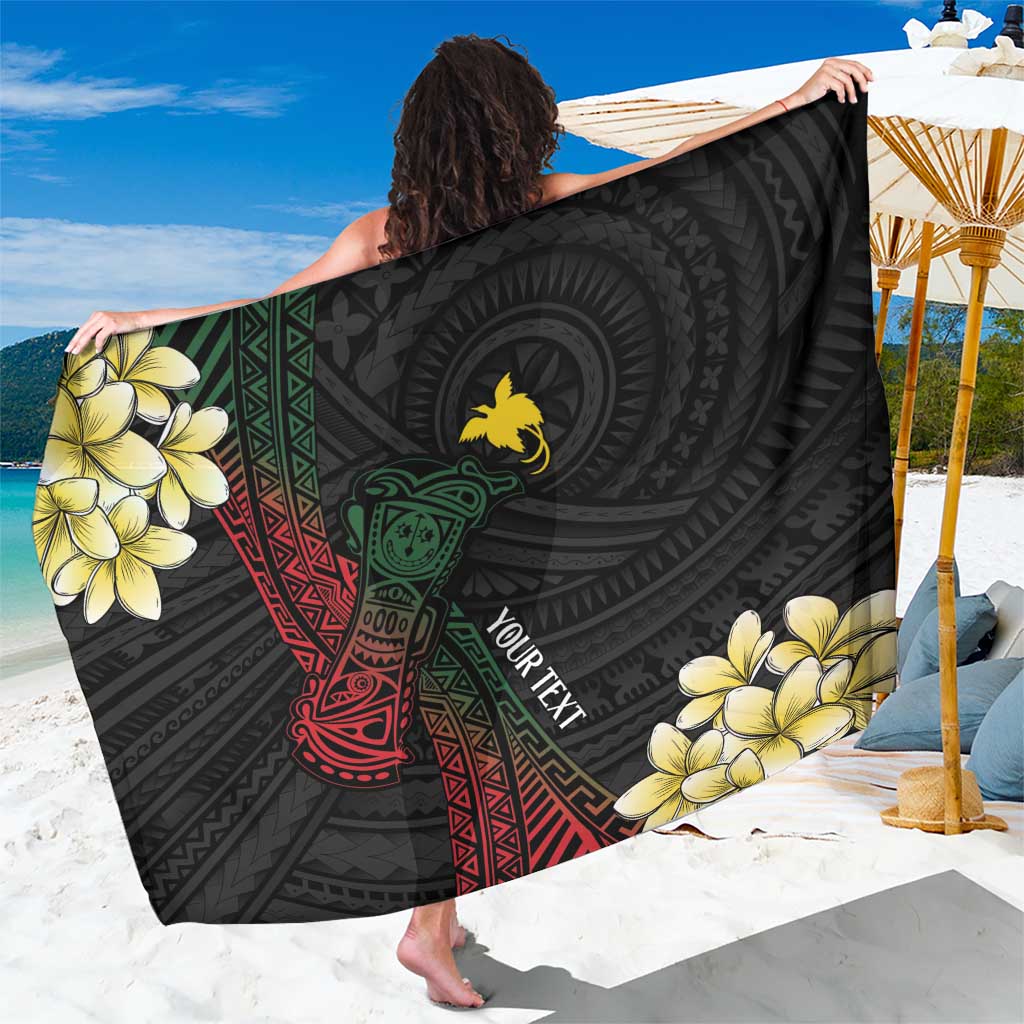 Personalized Papua New Guinea Sarong Kundu Drum Motifs - Sepik Colors LT7 One Size 44 x 66 inches Black - Polynesian Pride