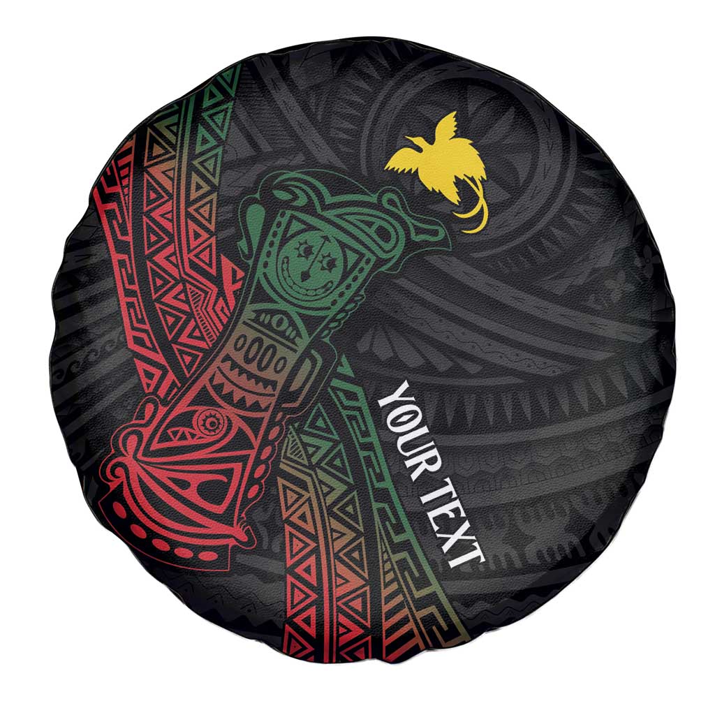 Personalized Papua New Guinea Spare Tire Cover Kundu Drum Motifs - Sepik Colors