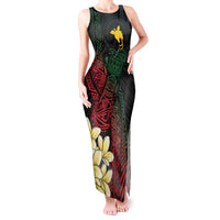 Personalized Papua New Guinea Tank Maxi Dress Kundu Drum Motifs - Sepik Colors LT7 Women Black - Polynesian Pride