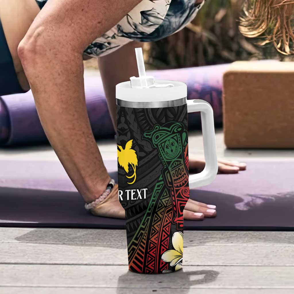 Personalized Papua New Guinea Tumbler With Handle Kundu Drum Motifs - Sepik Colors