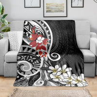 Bula Fiji Tagimaucia Mix Plumeria Masi Tapa Blanket Black