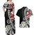 Bula Fiji Tagimaucia Mix Plumeria Masi Tapa Couples Matching Off Shoulder Maxi Dress and Hawaiian Shirt Black LT7 - Polynesian Pride