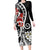 Bula Fiji Tagimaucia Mix Plumeria Masi Tapa Family Matching Long Sleeve Bodycon Dress and Hawaiian Shirt Black LT7 Mom's Dress Black - Polynesian Pride
