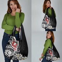 Bula Fiji Tagimaucia Mix Plumeria Masi Tapa Grocery Bag Black