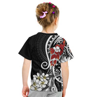 Bula Fiji Tagimaucia Mix Plumeria Masi Tapa Kid T Shirt Black LT7 - Polynesian Pride