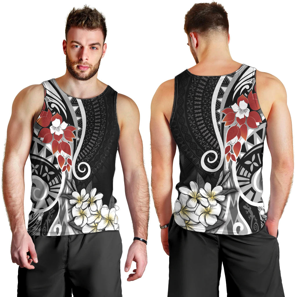 Bula Fiji Tagimaucia Mix Plumeria Masi Tapa Men Tank Top Black LT7 - Polynesian Pride