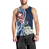 Bula Fiji Tagimaucia Mix Plumeria Masi Tapa Men Tank Top Blue LT7 - Polynesian Pride