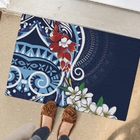 Bula Fiji Tagimaucia Mix Plumeria Masi Tapa Rubber Doormat Blue