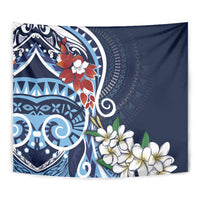 Bula Fiji Tagimaucia Mix Plumeria Masi Tapa Tapestry Blue