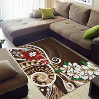 Bula Fiji Tagimaucia Mix Plumeria Masi Tapa Area Rug Brown