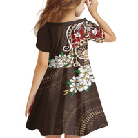 Bula Fiji Tagimaucia Mix Plumeria Masi Tapa Family Matching Short Sleeve Bodycon Dress and Hawaiian Shirt Brown LT7 - Polynesian Pride