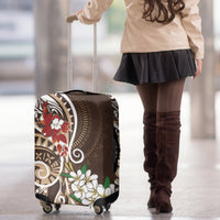 Bula Fiji Tagimaucia Mix Plumeria Masi Tapa Luggage Cover Brown