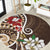 Bula Fiji Tagimaucia Mix Plumeria Masi Tapa Round Carpet Brown