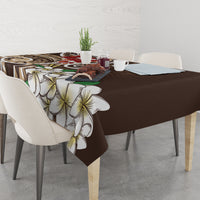 Bula Fiji Tagimaucia Mix Plumeria Masi Tapa Tablecloth Brown