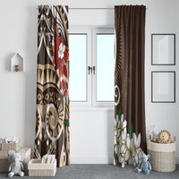 Bula Fiji Tagimaucia Mix Plumeria Masi Tapa Window Curtain Brown