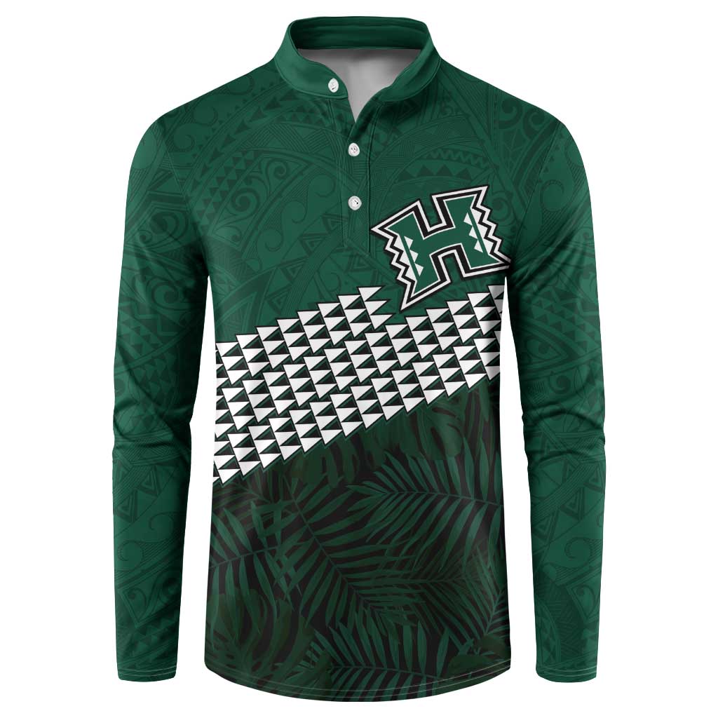 Hawaii Rainbow Warriors Alumni Custom Button Sweatshirt Kanaka Arrows Tropical Vibes LT7 Green - Polynesian Pride